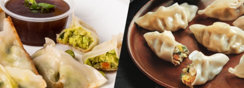 Asian dumplings served two ways