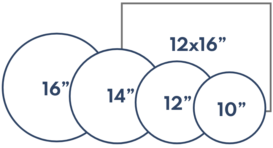 diagram showing various sizes of multi-serve crusts