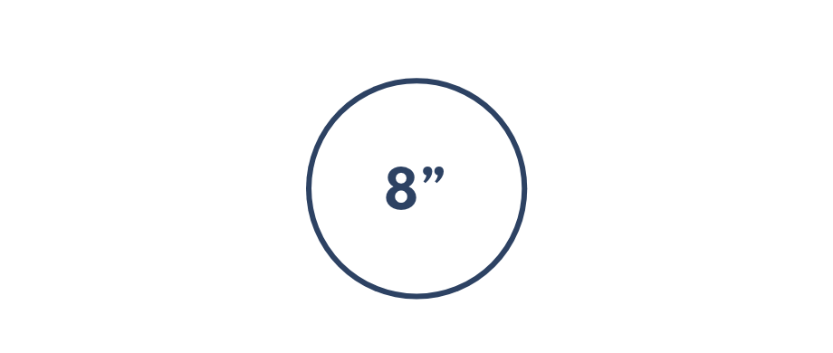 single serve 8" size diagram