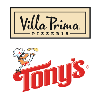 Pizza brand logos: Villa Prima and Tony's