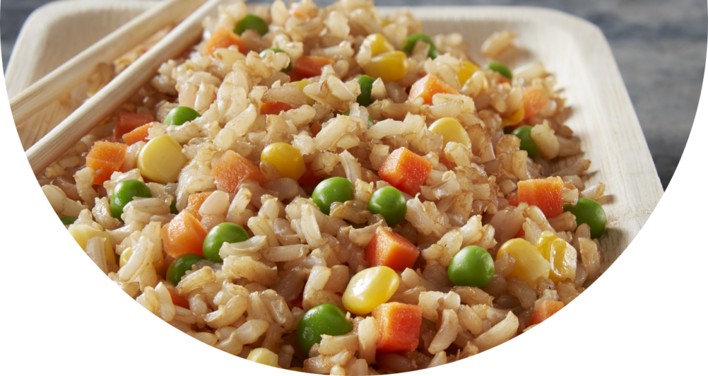 Fried rice in a takeout container