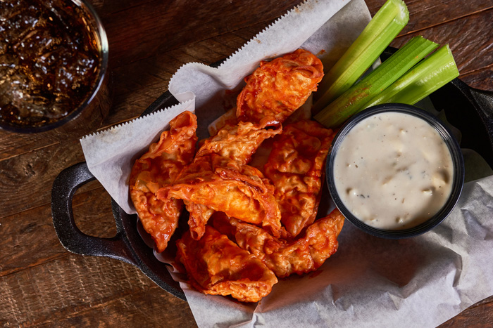 Chef One fried dumpling in buffalo sauce