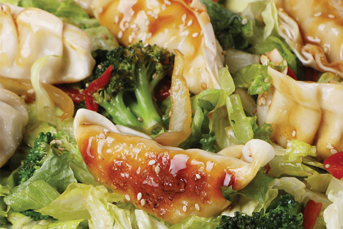 warm dumpling salad