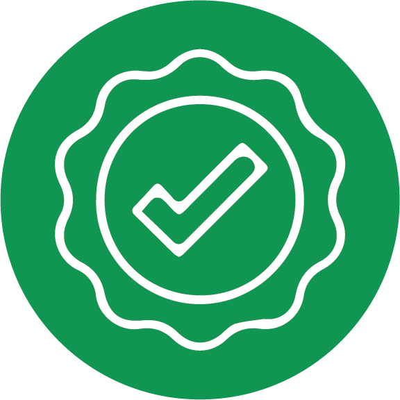 Green icon with checkmark indicating quality.