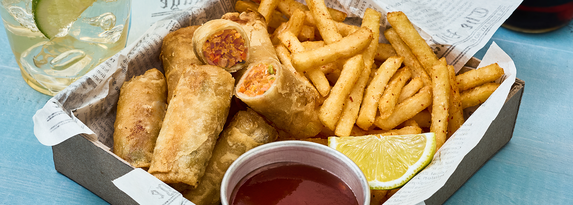 Minh shrimp spring roll appetizer basket