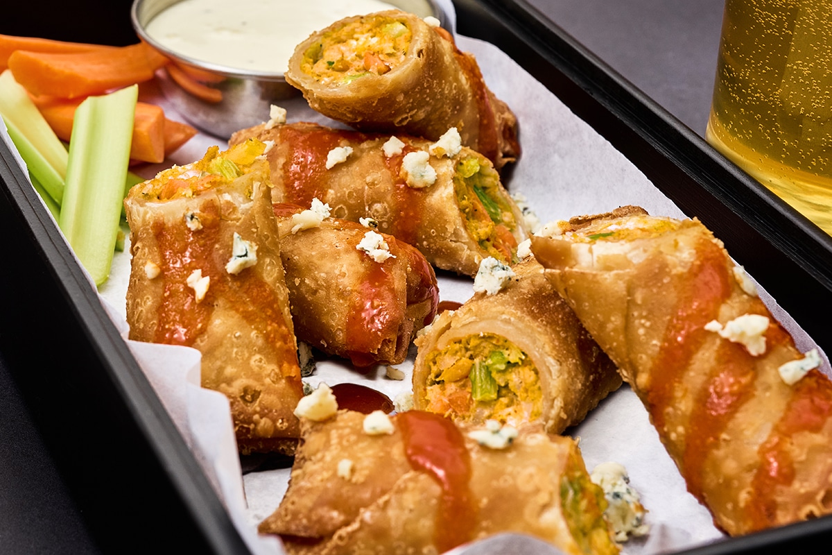 Minh buffalo chicken egg rolls