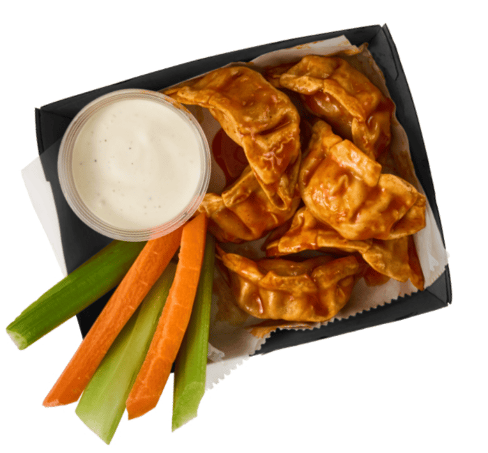 Buffalo Sauced Chicken Dumplings